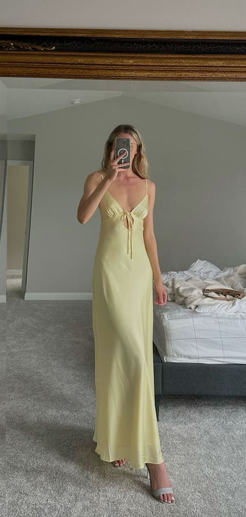 Simple V-neck Spaghetti Straps Mermaid Long Evening Prom Dresses, MR9367
