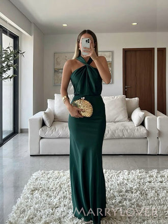 Dark Green Mermaid Long Evening Prom Dresses, MR9369