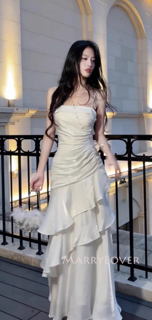 Beautiful Ivory Mermaid Spaghetti Straps Long Evening Prom Dresses, Wedding Dress, MR9381