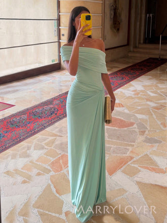 Sexy Sheath Mermaid Long Evening Prom Dresses, Off Shoulder Prom Dress, MR9450