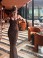 Brown Sparkly Mermaid Long Evening Prom Dresses, Backless Prom Dress, MR9475