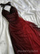 Sparkly Dark Red V-neck Long Evening Prom Dresses, MR9490