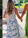 Gorgeous Blue Side Slit Long Evening Prom Dresses, MR9508
