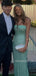 Simple Strapless Sage Green Sequins Mermaid Long Evening Prom Dresses, MR9509