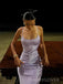 Lilac Satin Mermaid Spaghetti Straps Long Evening Prom Dresses, MR9522