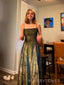 Spaghetti Straps Black Tulle Satin Long Evening Prom Dresses, MR9532