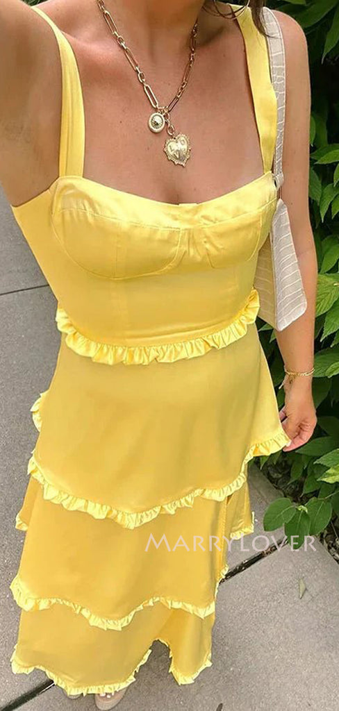Morden Pinl Satin Long Evening Prom Dresses, Side Slit Straps Prom Dress, MR9545