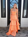 Floor-length Straps Satin Side Slit Long Evening Prom Dresses, MR9558