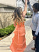 Floor-length Straps Satin Side Slit Long Evening Prom Dresses, MR9558