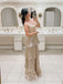 Floor-length Straps Satin Side Slit Long Evening Prom Dresses, MR9558