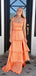 Floor-length Straps Satin Side Slit Long Evening Prom Dresses, MR9558