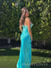 Elegant Spaghetti Straps Blue Long Evening Prom Dresses, MR9559