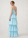 Lovely Blue Chiffon A-line Long Evening Prom Dresses, MR9565