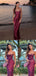 Spaghetti Straps Satin Beaded Mermaid Long Evening Prom Dresses, MR9568