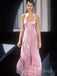 Sweetheart Pink Long Evening Prom Dresses, A-line Strapless Prom Dress, MR9582
