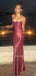 Morden Spaghetti Straps Satin Beaded Mermaid Long Evening Prom Dresses, MR9585