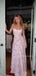 Formal Pink Spaghetti Straps Long Evening Prom Dresses, Backless Prom Dress, MR9587