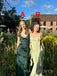 Sheath Green Mermaid Straps Long Evening Prom Dresses, MR9596