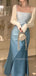 Unique Blue Satin Mermaid Long Evening Prom Dresses, MR9598