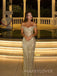 Sparkly Off Shoulder Mermaid Silver Grey Long Evening Prom Dresses, MR9600