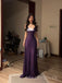 Simple Purple Sequins Long Evening Prom Dresses, Spaghetti Straps V-neck Prom Dress, MR9608