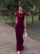 Simple Burgundy Mermaid Long Evening Prom Dresses, MR9623