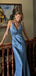 Dusty Satin V-neck Mermaid Long Evening Prom Dresses, MR9631