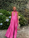 Deep V-neck Pink Long Evening Prom Dresses, A-line Prom Dress, MR9633