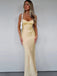 Simple Yellow Mermaid Spaghetti Straps Long Evening Prom Dresses, MR9642