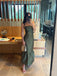 Lovely Spaghetti Straps Green Satin Long Evening Prom Dresses, MR9648