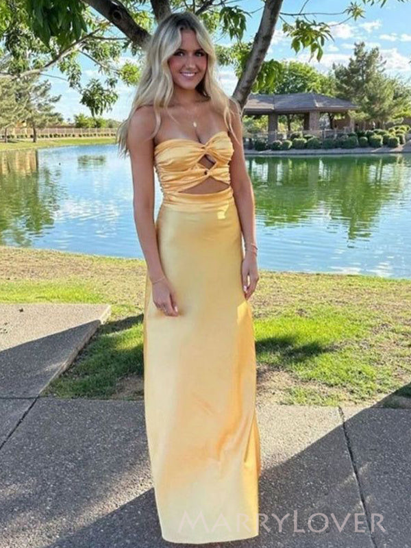 Simple Mermaid Sweetheart Satin Long Evening Prom Dresses, MR9654