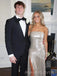 Sparkly Silver Side Slit Strapless Long Evening Prom Dresses, MR9656