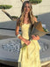 Elegant Spaghetti Straps Yellow Chiffon Long Evening Prom Dresses, MR9659