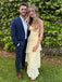 Elegant Spaghetti Straps Yellow Chiffon Long Evening Prom Dresses, MR9659
