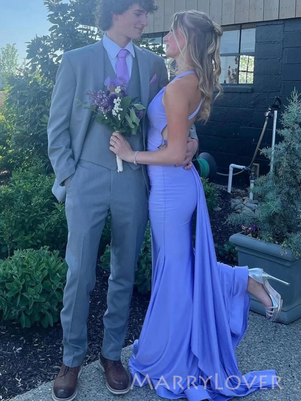 Sexy Backless V-neck Yellow Long Evening Prom Dresses, MR9661