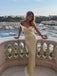 Simple Off Shoulder Yellow Satin Long Evening Prom Dresses, V-neck Prom Dress, MR9668