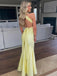 Morden Mermaid V-neck Yellow Long Evening Prom Dresses, MR9670