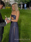Gorgeous Navy Blue Sweetheart Side Slit Long Evening Prom Dresses, MR9683