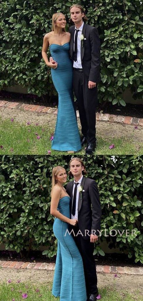 Unique Sweetheart Dark Blue Mermaid Long Evening Prom Dresses, MR9684