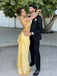 Sexy Backless Yellow Mermaid Long Evening Prom Dresses, MR9686