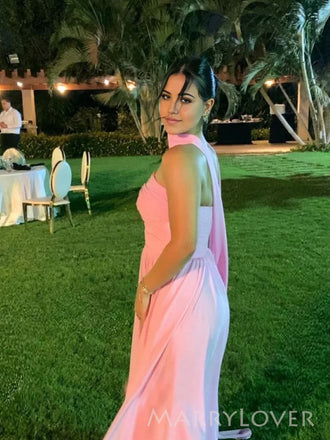 Formal Strapless Pink A-line Long Evening Prom Dresses, MR9687