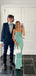 Simple Strapless Blue Satin Mermaid Long Evening Prom Dresses, MR9691