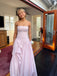Elegant A-line Strapless Side Slit Pink Long Evening Prom Dresses, MR9698