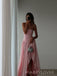 Gorgeous Pink A-line Side Slit Strapless Long Evening Prom Dresses, MR9716