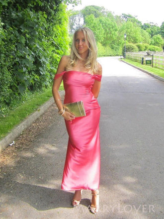 Off Shoulder Satin Mermaid Long Evening Prom Dresses, MR9728