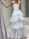 Elegant Strapless White Long Evening Prom Dresses, A-line Wedding Dress, MR9740
