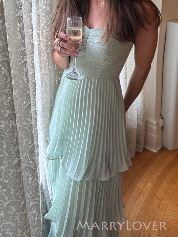Gorgeous Strapless Chiffon Sweetheart Long Evening Prom Dresses, MR9754