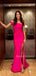 Elegant Off Shoulder Mermaid Side Slit Long Evening Prom Dresses, MR9769