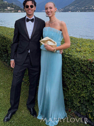 Unique Blue Strapless Long Evening Prom Dresses, MR9778