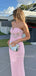 Simple Sweetheart Mermaid Pink Long Appliques Evening Prom Dresses, MR9785